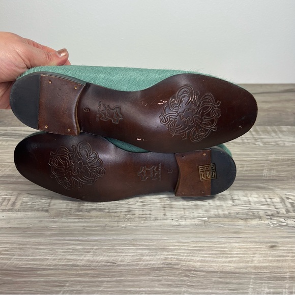 Cobra Society Teal Blue-Green Calf Hair Embellished Loafers - Size 6 - Picture 8 of 10